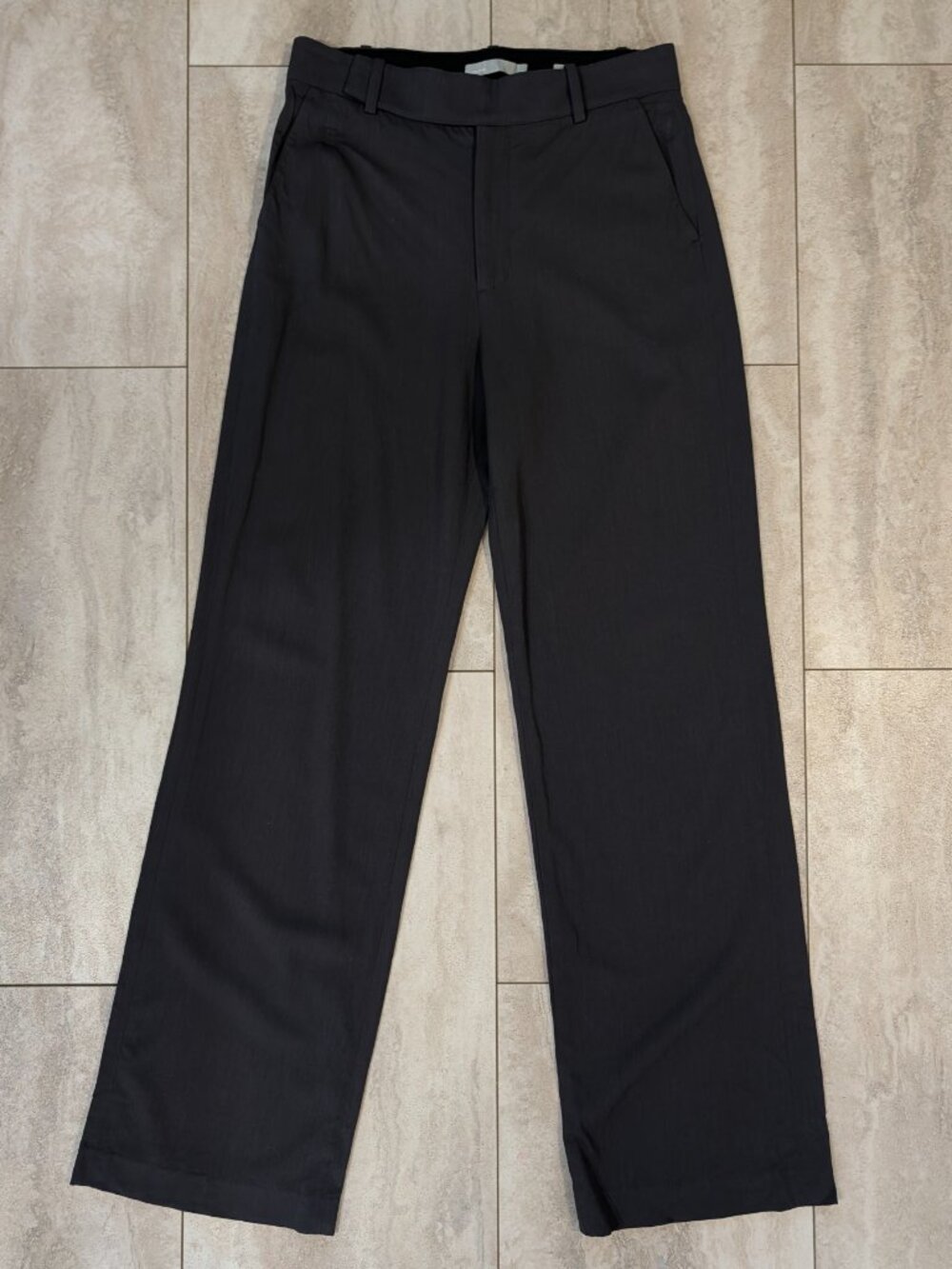Vince Charcoal Gray Wide Leg Zip Hook Bar Closure Slant Front Pockets Size 8